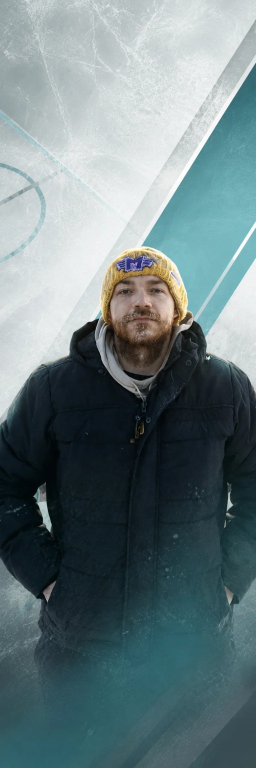 Portrait of Jiri Nathaniel Dvorak in an ice hockey setting